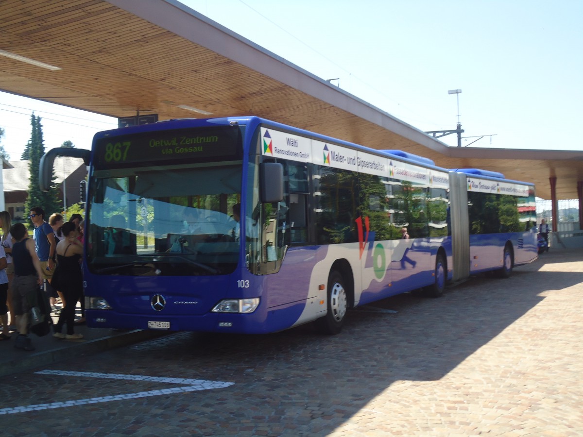 (139'813) - VZO Gr�ningen - Nr. 103/ZH 745'103 - Mercedes am 16. Juni 2012 beim Bahnhof Wetzikon