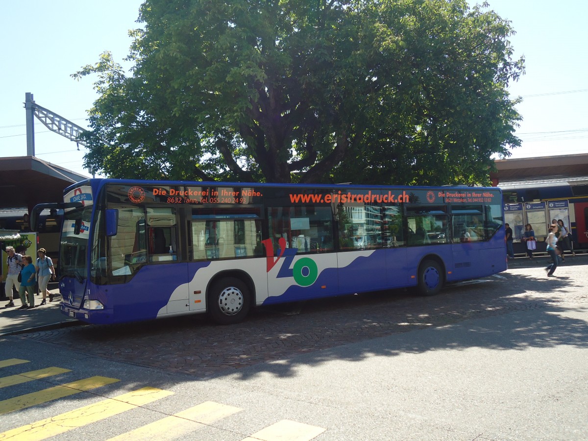 (139'814) - VZO Gr�ningen - Nr. 11/ZH 291'995 - Mercedes am 16. Juni 2012 beim Bahnhof Wetzikon