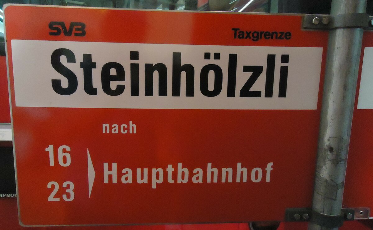 (140'094) - SVB-Haltestellenschild - Bern, Steinh�lzli - am 24. Juni 2012 in Bern, Weissenb�hl