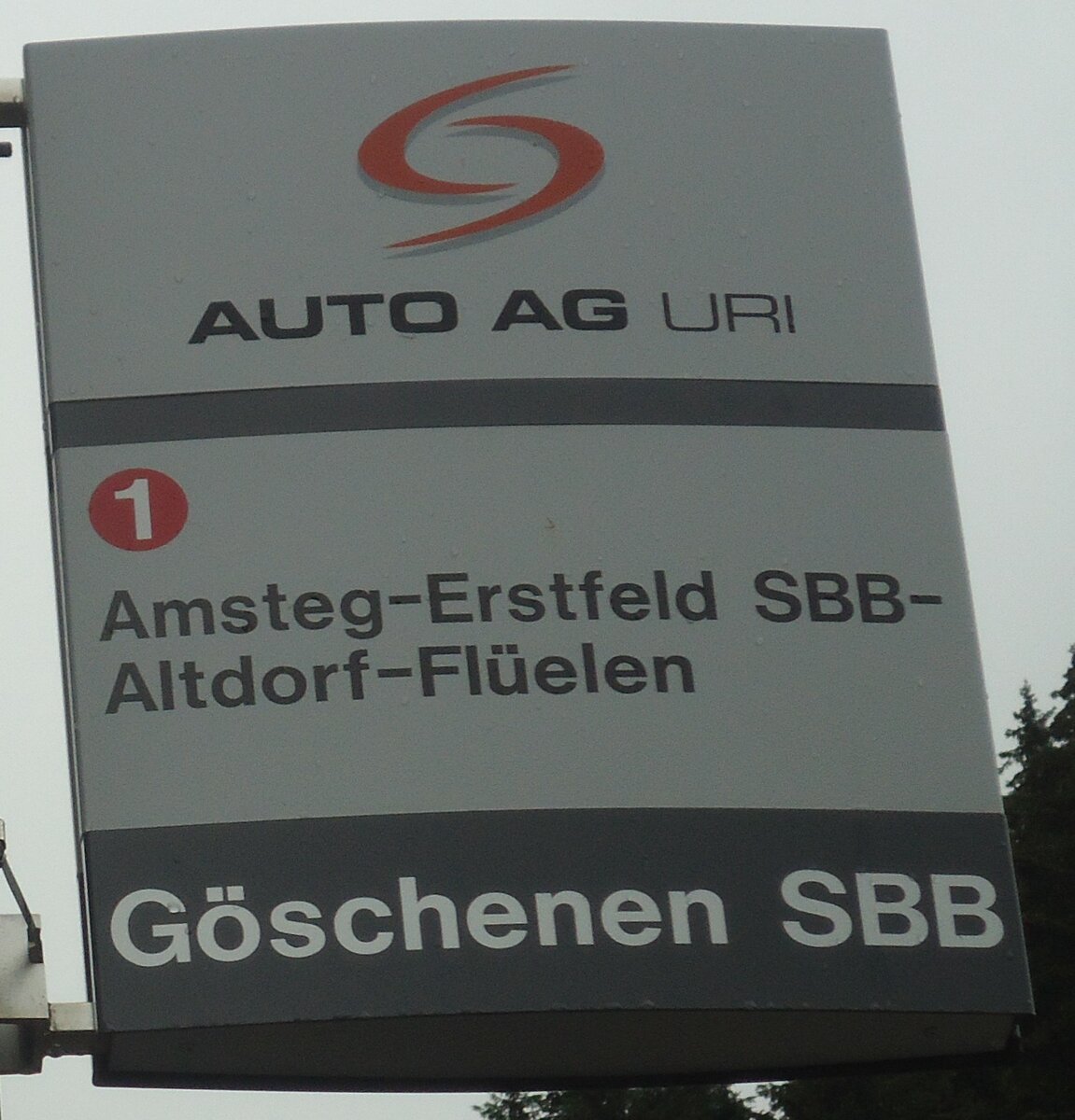 (140'404) - AUTO AG URI-Haltestellenschild - G�schenen, SBB - am 1. Juli 2012