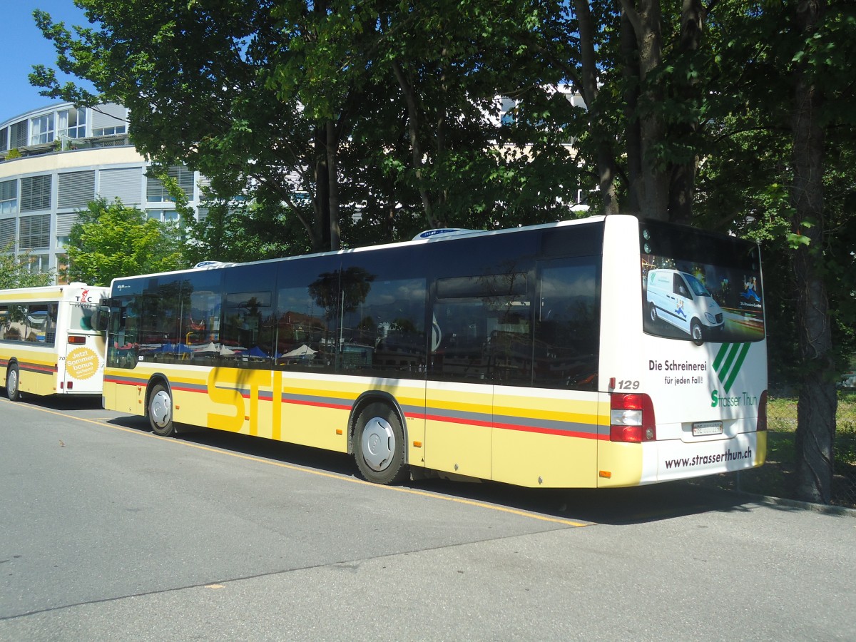 (141'052) - STI Thun - Nr. 129/BE 800'129 - MAN am 8. August 2012 bei der Schiffl�ndte Thun