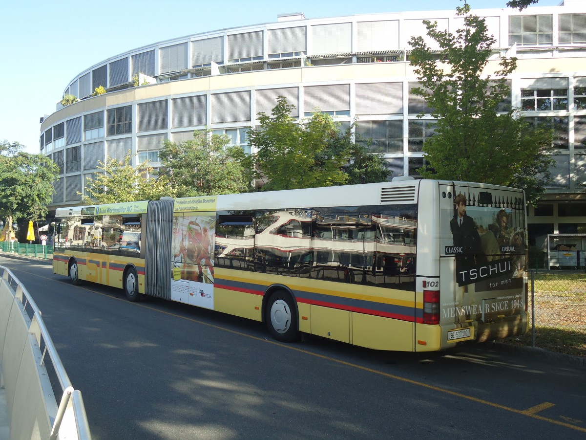 (141'226) - STI Thun - Nr. 102/BE 577'102 - MAN am 19. August 2012 bei der Schiffl�ndte Thun