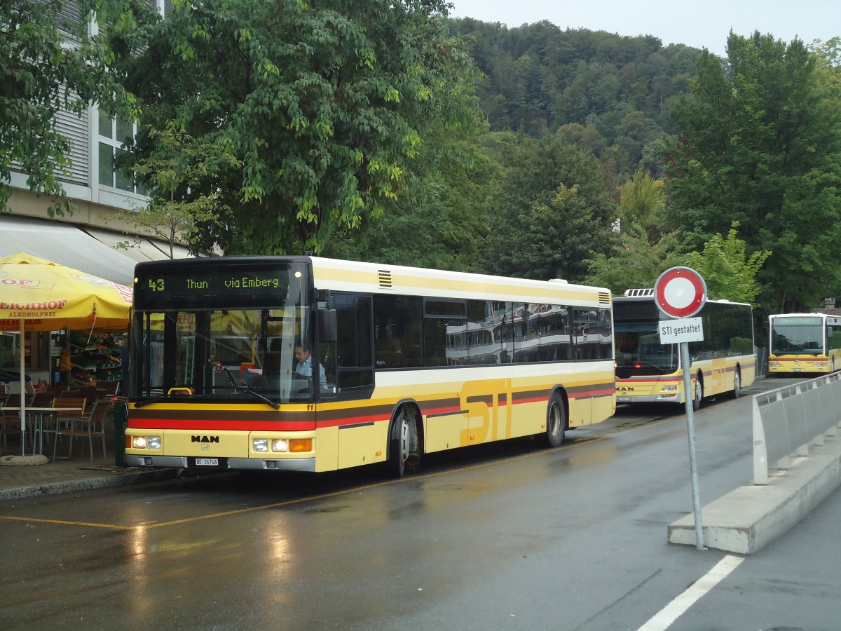 (141'566) - STI Thun - Nr. 11/BE 26'748 - MAN (ex TSG Blumenstein Nr. 2) am 12. September 2012 bei der Schiffl�ndte Thun