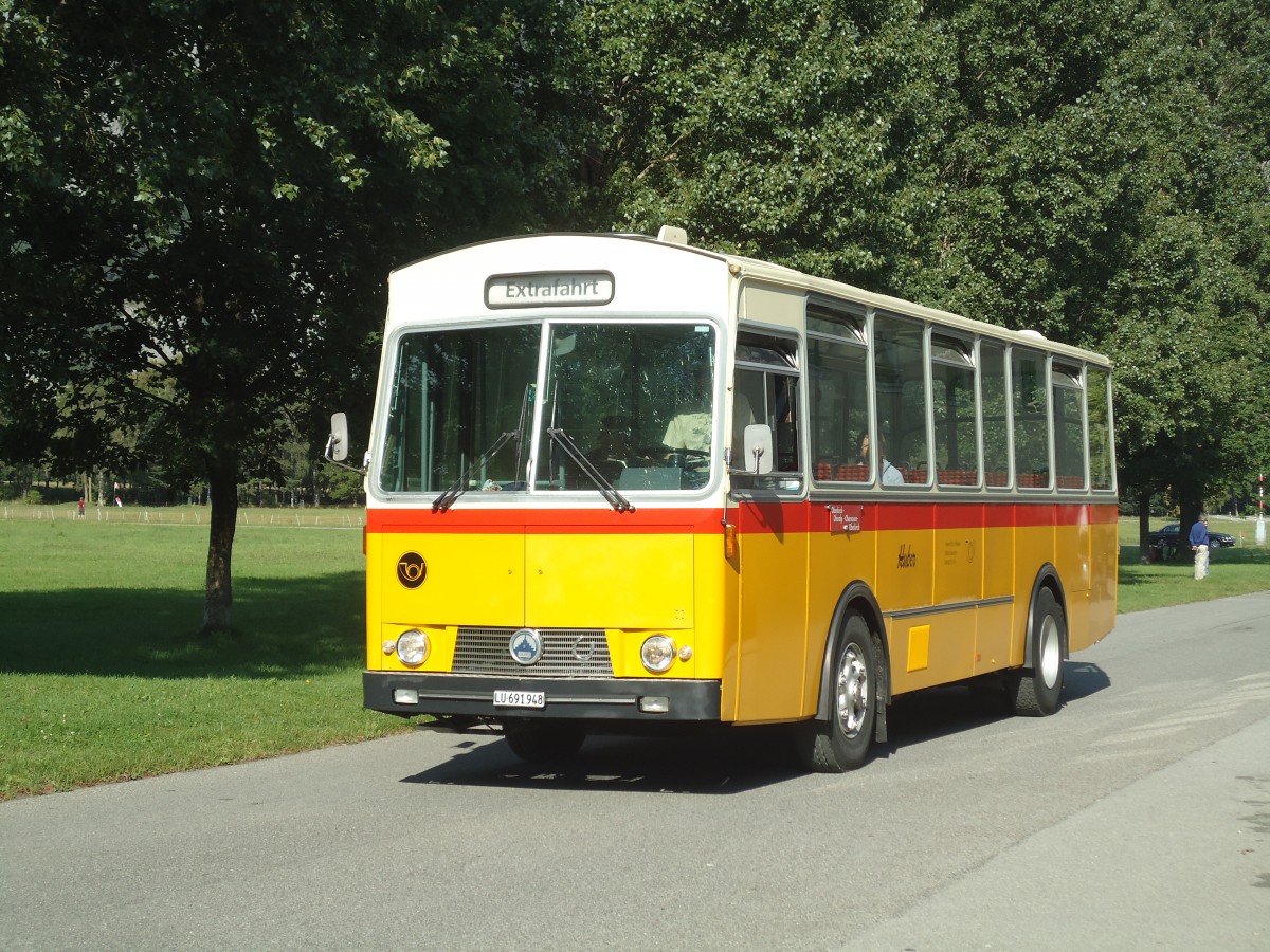 (141'674) - Huber, Oberkirch - LU 691'948 - Saurer/Rizzi (ex Th�ni, Flims; ex P 24'641) am 15. September 2012 in Chur, Waffenplatz