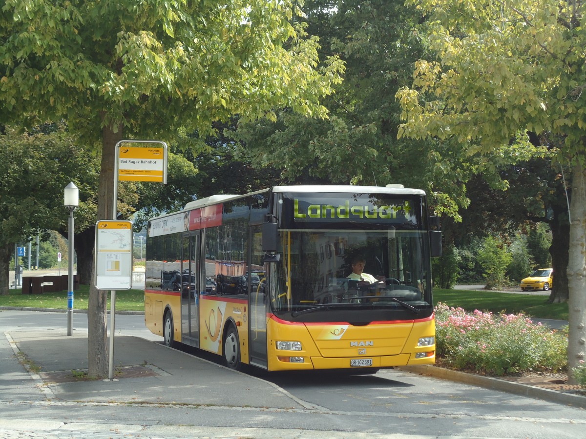 (141'779) - Gessinger, Bad Ragaz - GR 102'391 - MAN/G�ppel am 15. September 2012 beim Bahnhof Bad Ragaz
