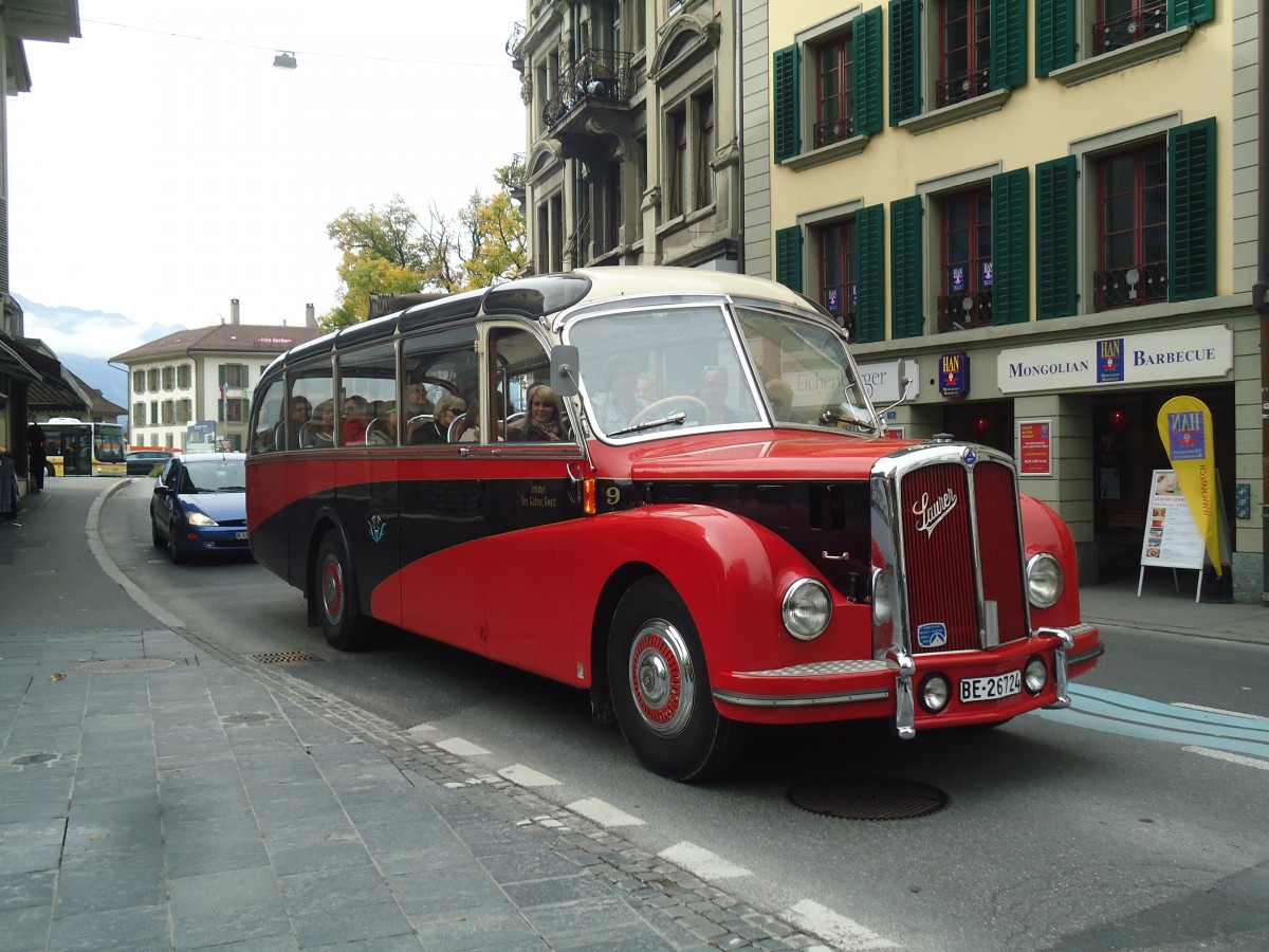 (141'905) - Gafner, Gwatt - Nr. 9/BE 26'724 - Saurer/R&J (ex ASKA Aeschi Nr. 9) am 13. Oktober 2012 in Thun, B�lliz