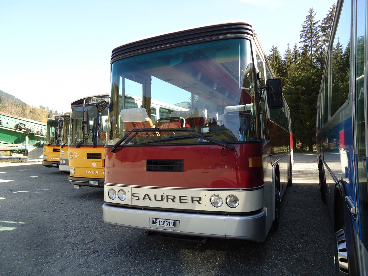 (142'049) - Dreier, Suhr - AG 11'851 U - Saurer/R&J (ex Gerber, Matzendorf; ex Schnider, Sch�pfheim) am 21. Oktober 2012 in Schwarzsee, Schwyberg