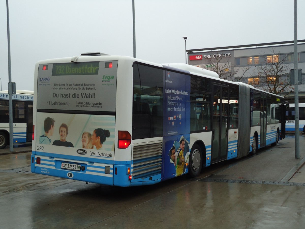 (142'094) - WilMobil, Wil - Nr. 292/SG 338'841 - Mercedes (ex RTB Altst�tten Nr. 1) am 24. Oktober 2012 beim Bahnhof Wil