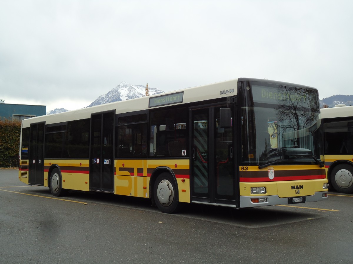 (142'170) - STI Thun - Nr. 93/BE 572'093 - MAN am 4. November 2012 bei der Schiffl�ndte Thun
