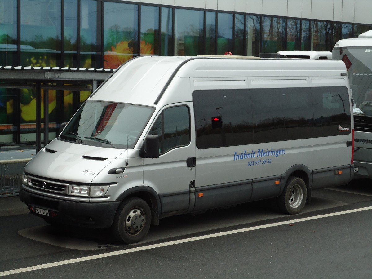 (142'174) - In�bnit, Meiringen - BE 671'709 - Irisbus am 4. November 2012 in Thun, Arena Thun