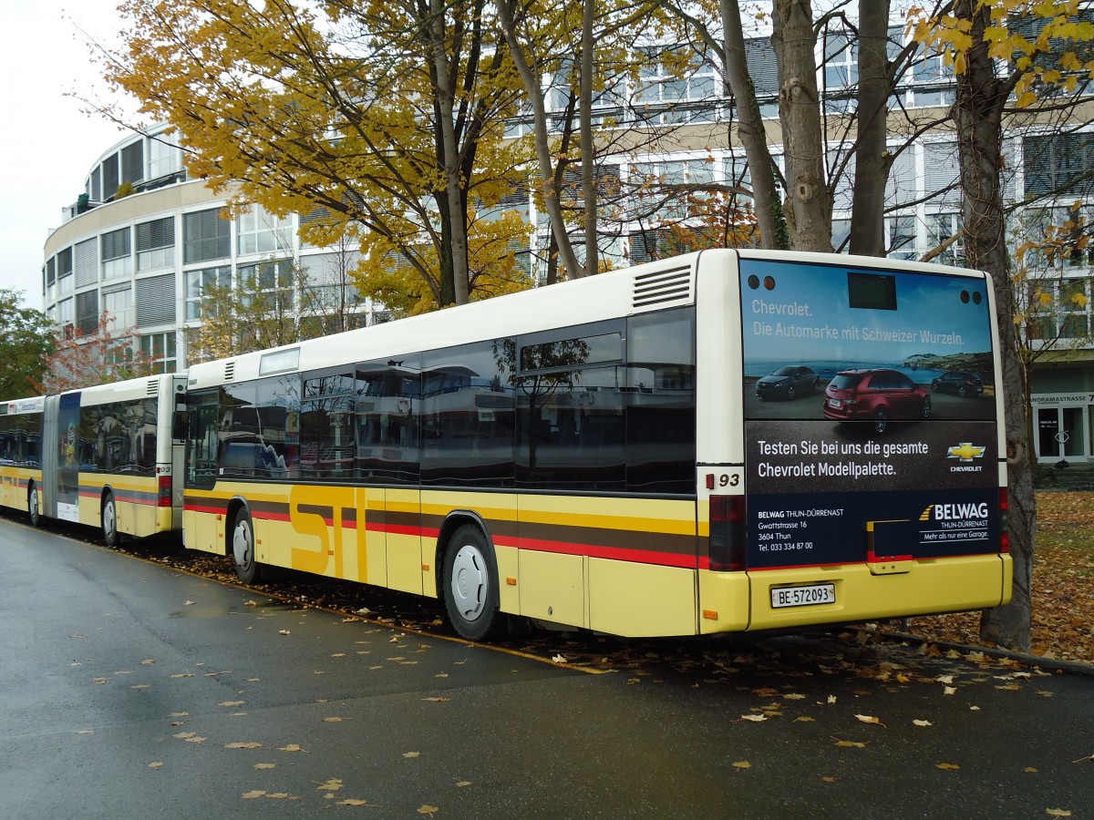 (142'195) - STI Thun - Nr. 93/BE 572'093 - MAN am 10. November 2012 bei der Schiffl�ndte Thun