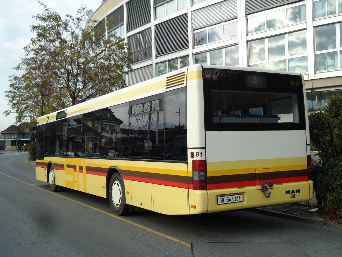 (142'235) - STI Thun - Nr. 81/BE 543'381 - MAN am 22. November 2012 bei der Schiffl�ndte Thun