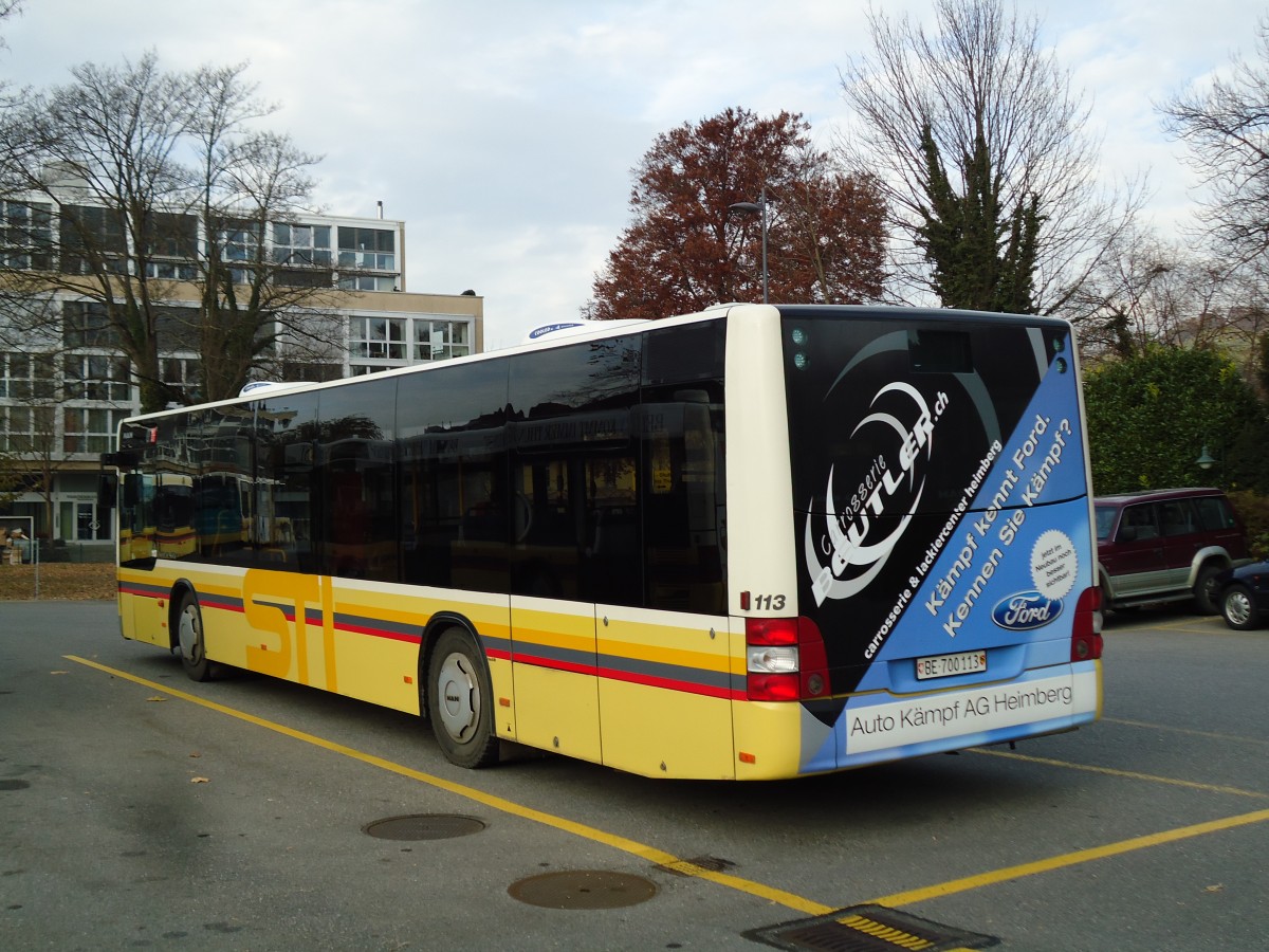 (142'239) - STI Thun - Nr. 113/BE 700'113 - MAN am 22. November 2012 bei der Schiffl�ndte Thun