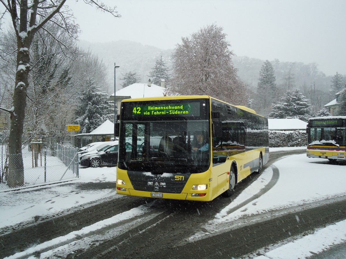 (142'292) - STI Thun - Nr. 153/BE 801'153 - MAN am 2. Dezember 2012 bei der Schiffl�ndte Thun