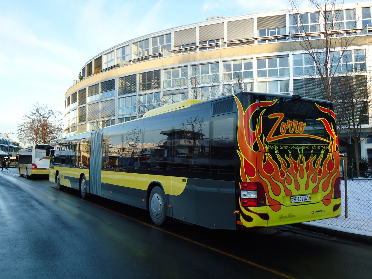 (142'305) - STI Thun - Nr. 145/BE 801'145 - MAN am 3. Dezember 2012 bei der Schiffl�ndte Thun