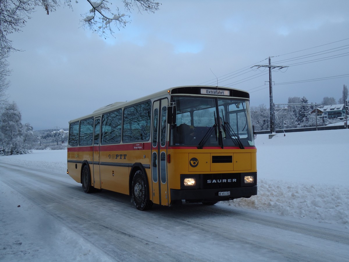 (142'332) - Bernair, M�nsingen - BE 651'182 - Saurer/T�scher (ex Schebath, Lauerz; ex Albin, F�llanden; ex Heim, Flums) am 8. Dezember 2012 in M�nsingen, CTA