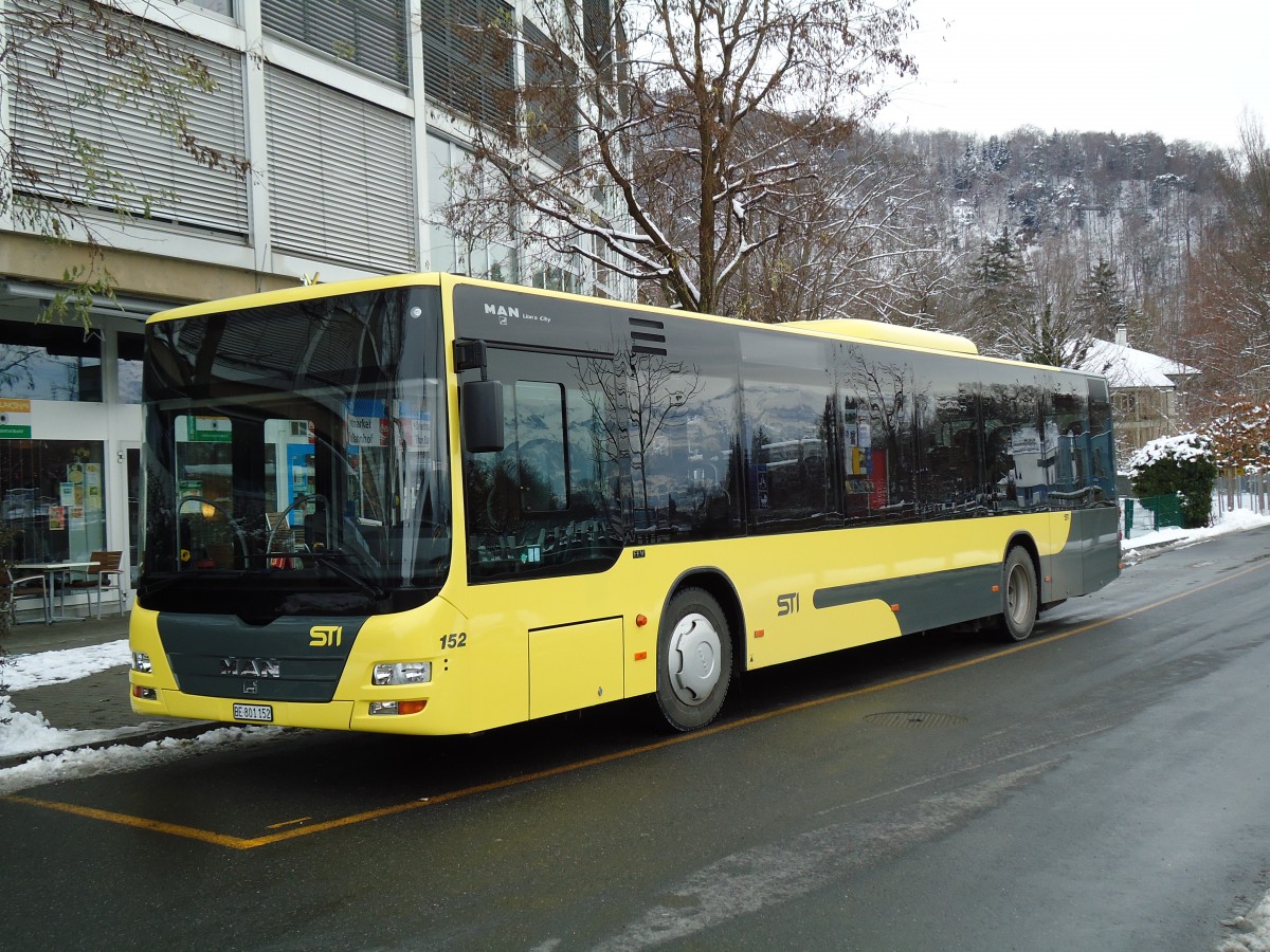 (142'429) - STI Thun - Nr. 152/BE 801'152 - MAN am 9. Dezember 2012 bei der Schiffl�ndte Thun