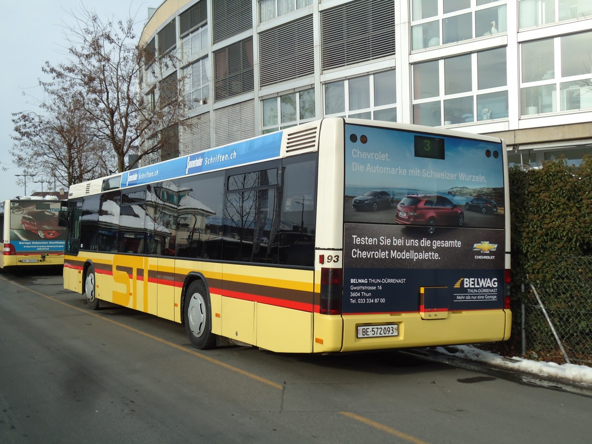 (142'508) - STI Thun - Nr. 93/BE 572'093 - MAN am 14. Dezember 2012 bei der Schiffl�ndte Thun