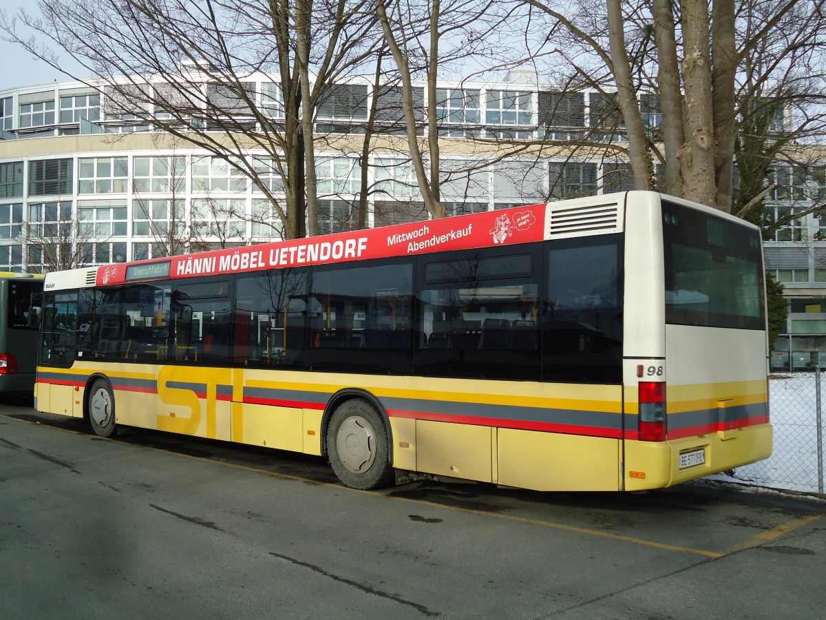 (142'510) - STI Thun - Nr. 98/BE 577'098 - MAN am 14. Dezember 2012 bei der Schiffl�ndte Thun