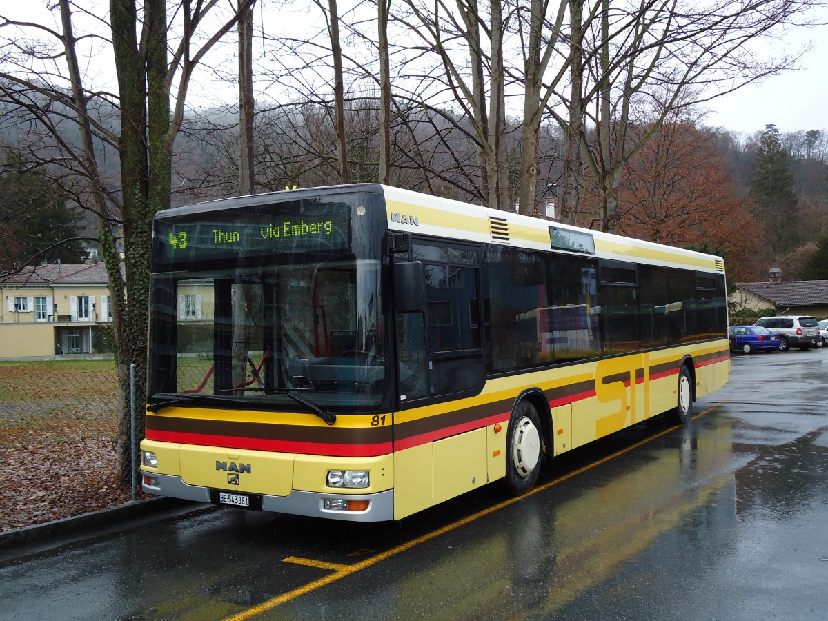 (142'562) - STI Thun - Nr. 81/BE 543'381 - MAN am 18. Dezember 2012 bei der Schiffl�ndte Thun