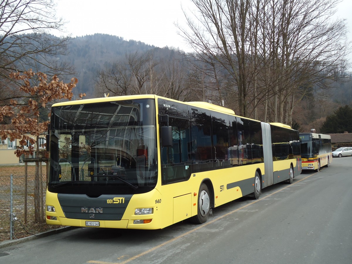 (143'021) - STI Thun - Nr. 140/BE 801'140 - MAN am 17. Januar 2013 bei der Schiffl�ndte Thun