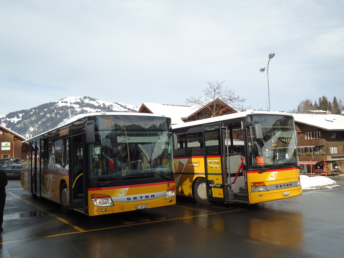 (143'063) - K�bli, Gstaad - Nr. 5/BE 366'987 - Setra am 20. Januar 2013 beim Bahnhof Gstaad