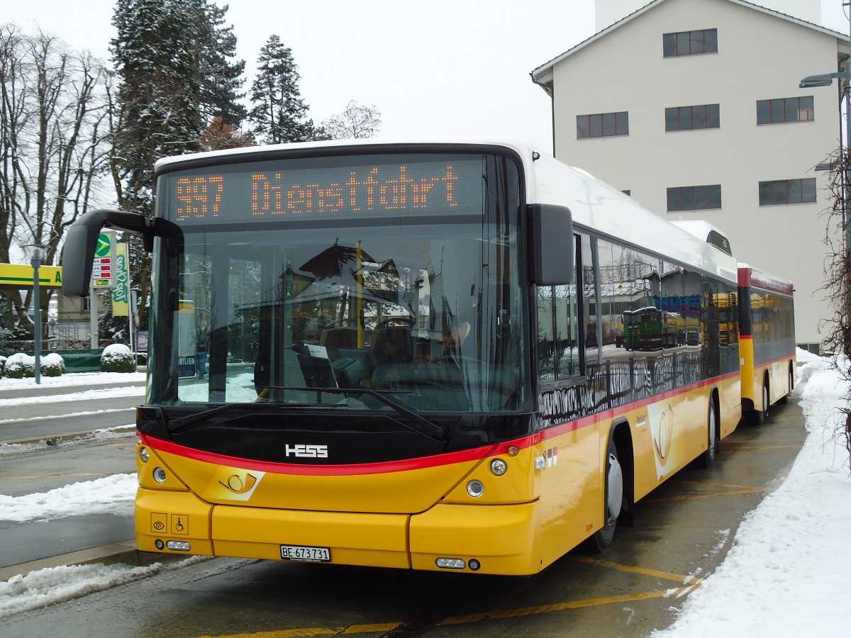 (143'102) - Klopfstein, Laupen - Nr. 10/BE 673'731 - Hess am 21. Januar 2013 beim Bahnhof D�dingen