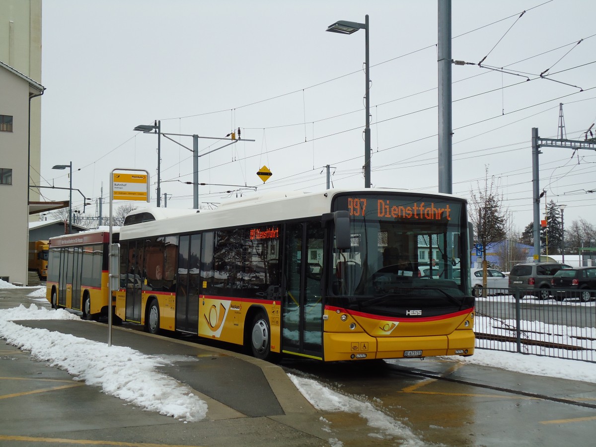 (143'103) - Klopfstein, Laupen - Nr. 10/BE 673'731 - Hess am 21. Januar 2013 beim Bahnhof D�dingen