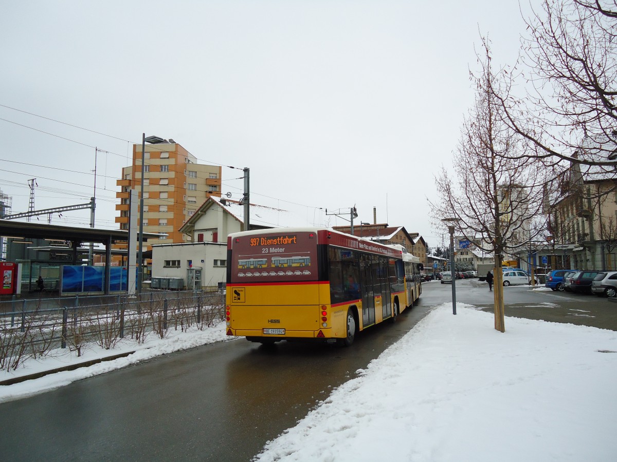 (143'108) - Klopfstein, Laupen - BE 193'594 - Lanz+Marti/Hess Personenanh�nger am 21. Januar 2013 beim Bahnhof D�dingen