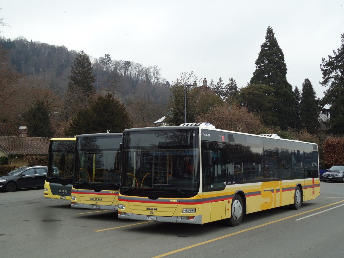 (143'117) - STI Thun - Nr. 113/BE 700'113 - MAN am 24. Januar 2013 bei der Schiffl�ndte Thun