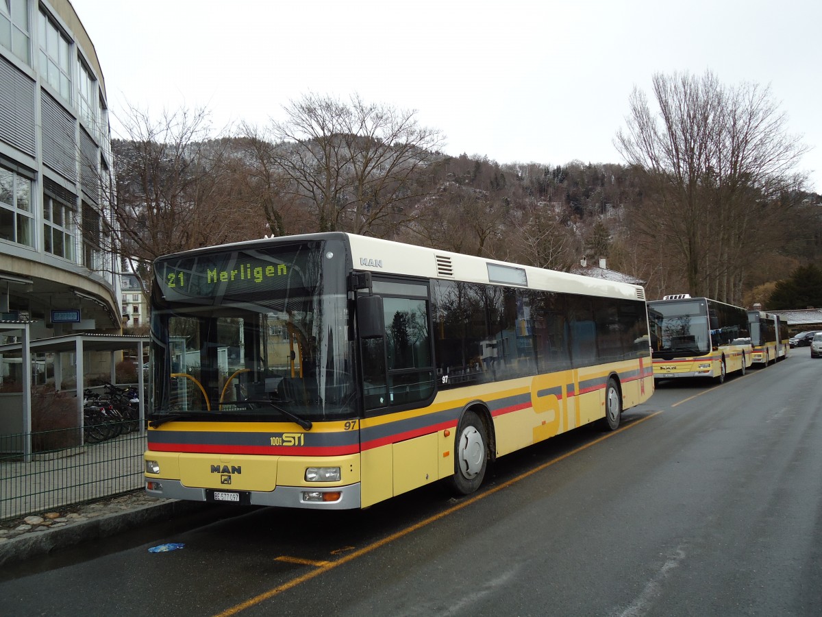 (143'173) - STI Thun - Nr. 97/BE 577'097 - MAN am 6. Februar 2013 bei der Schiffl�ndte Thun