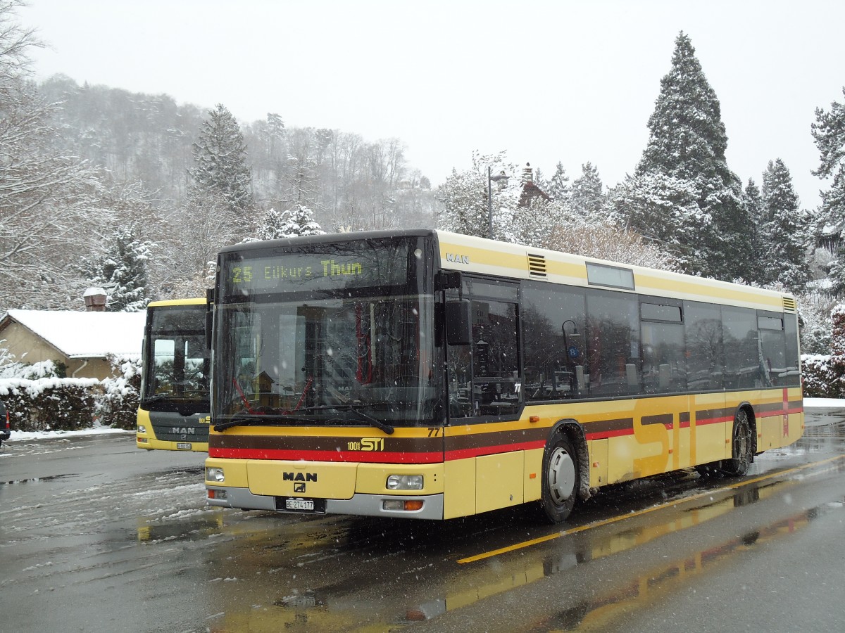 (143'176) - STI Thun - Nr. 77/BE 274'177 - MAN am 7. Februar 2013 bei der Schiffl�ndte Thun