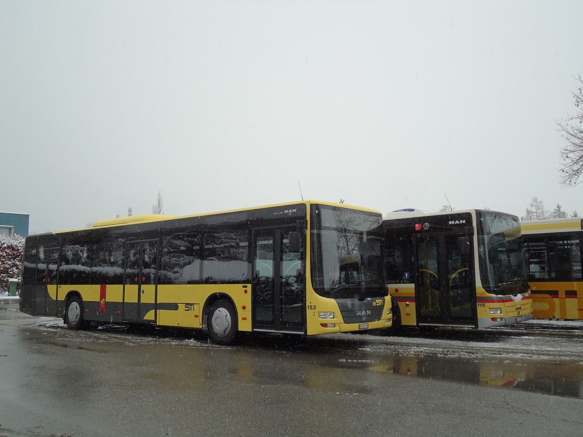 (143'177) - STI Thun - Nr. 153/BE 801'153 - MAN am 7. Februar 2013 bei der Schiffl�ndte Thun