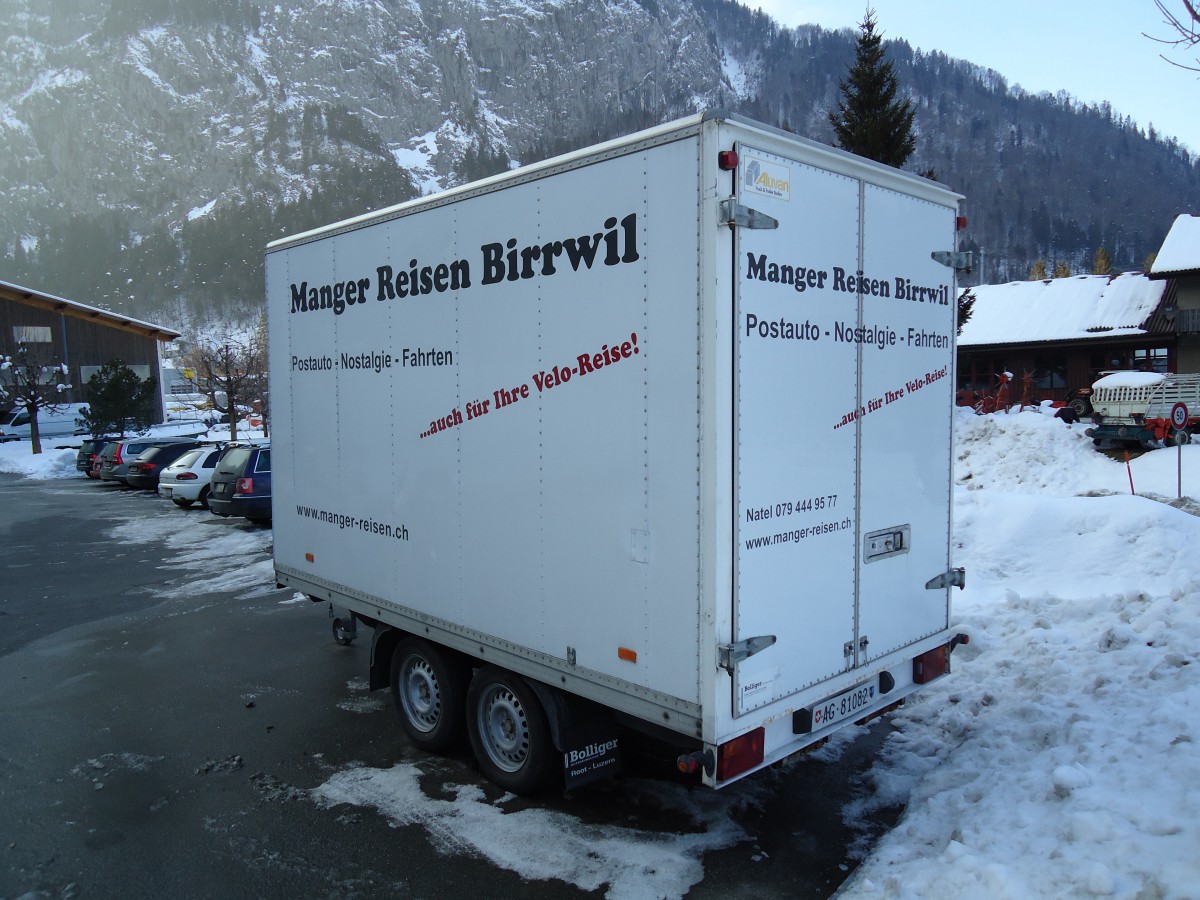 (143'211) - Manger, Birrwil - AG 81'082 - Aluvan Gep�ckanh�nger am 17. Februar 2013 in Wimmis, Sportanlage Herrenmatte