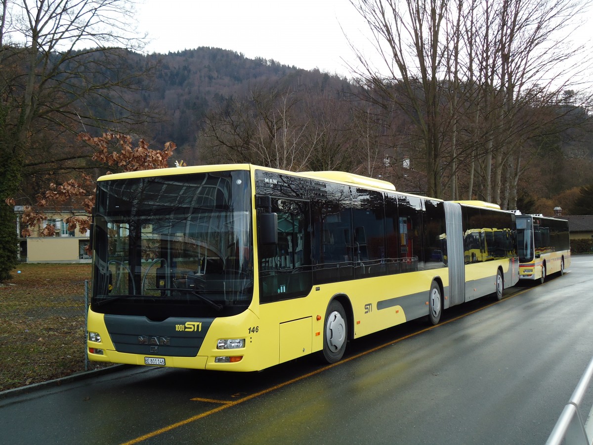 (143'506) - STI Thun - Nr. 146/BE 801'146 - MAN am 21. M�rz 2013 bei der Schiffl�ndte Thun