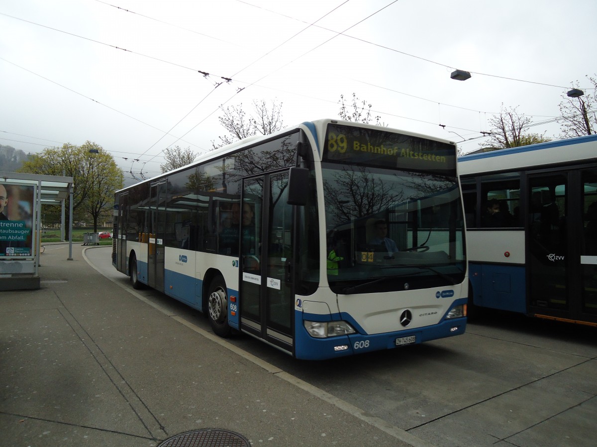 (143'795) - VBZ Z�rich - Nr. 608/ZH 745'608 - Mercedes am 21. April 2013 in Z�rich, Strassenverkehrsamt