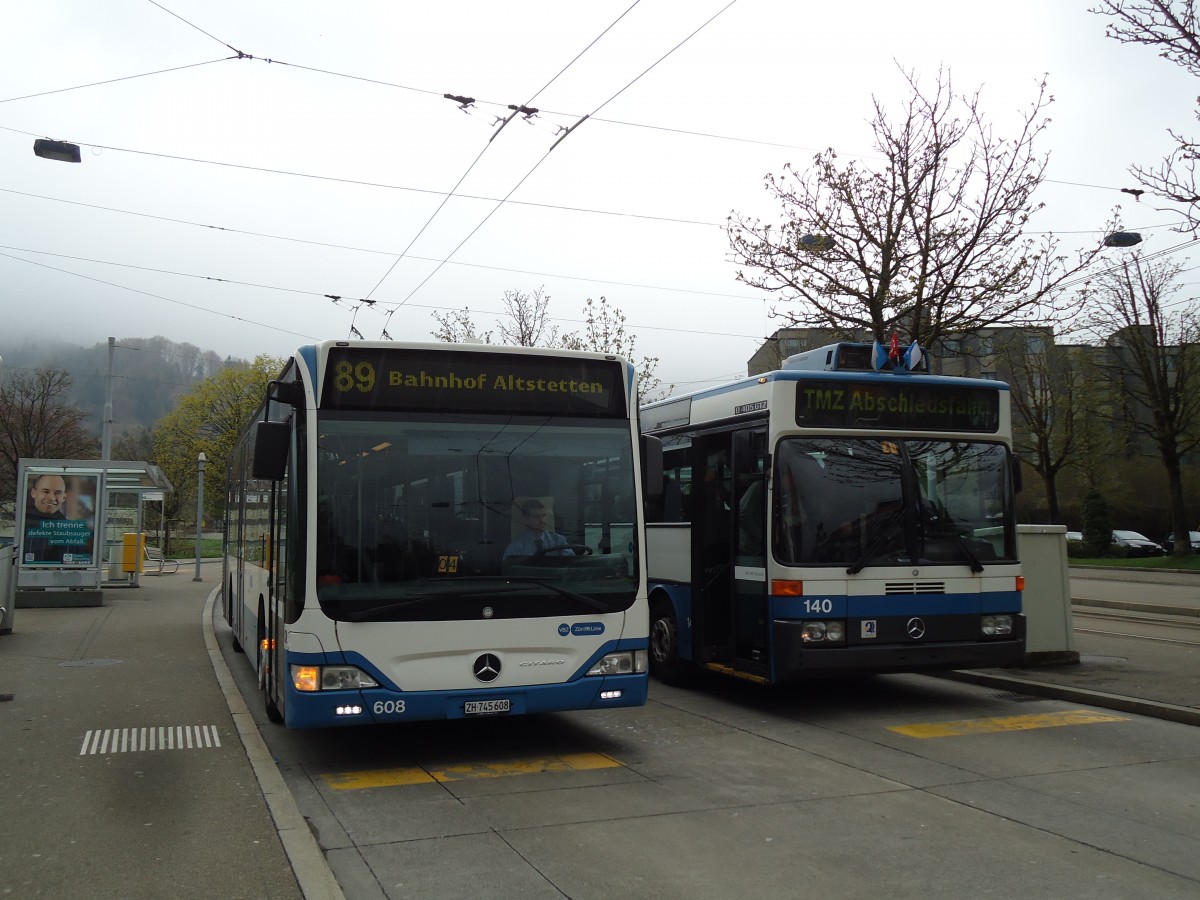 (143'796) - VBZ Z�rich - Nr. 608/ZH 745'608 - Mercedes am 21. April 2013 in Z�rich, Strassenverkehrsamt