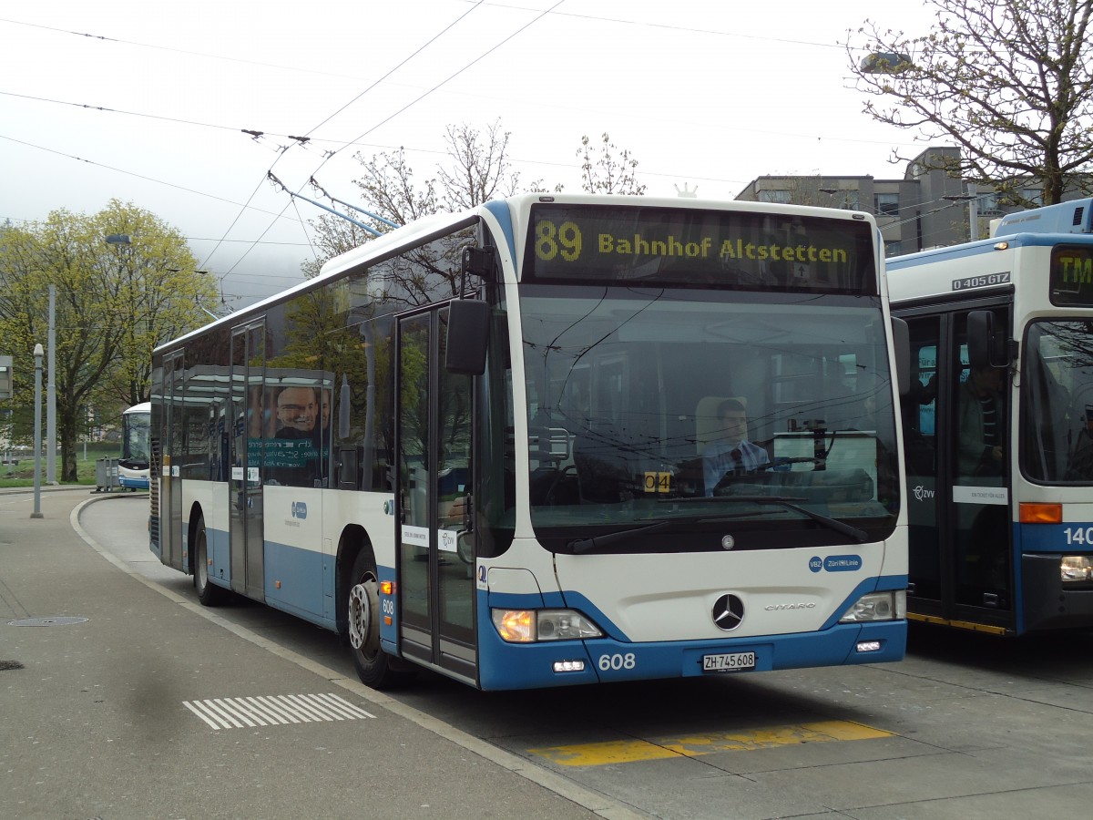 (143'797) - VBZ Z�rich - Nr. 608/ZH 745'608 - Mercedes am 21. April 2013 in Z�rich, Strassenverkehrsamt