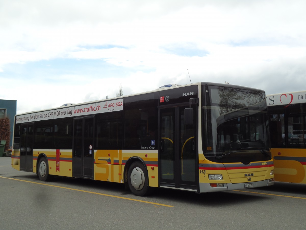 (143'927) - STI Thun - Nr. 113/BE 700'113 - MAN am 28. April 2013 bei der Schiffl�ndte Thun