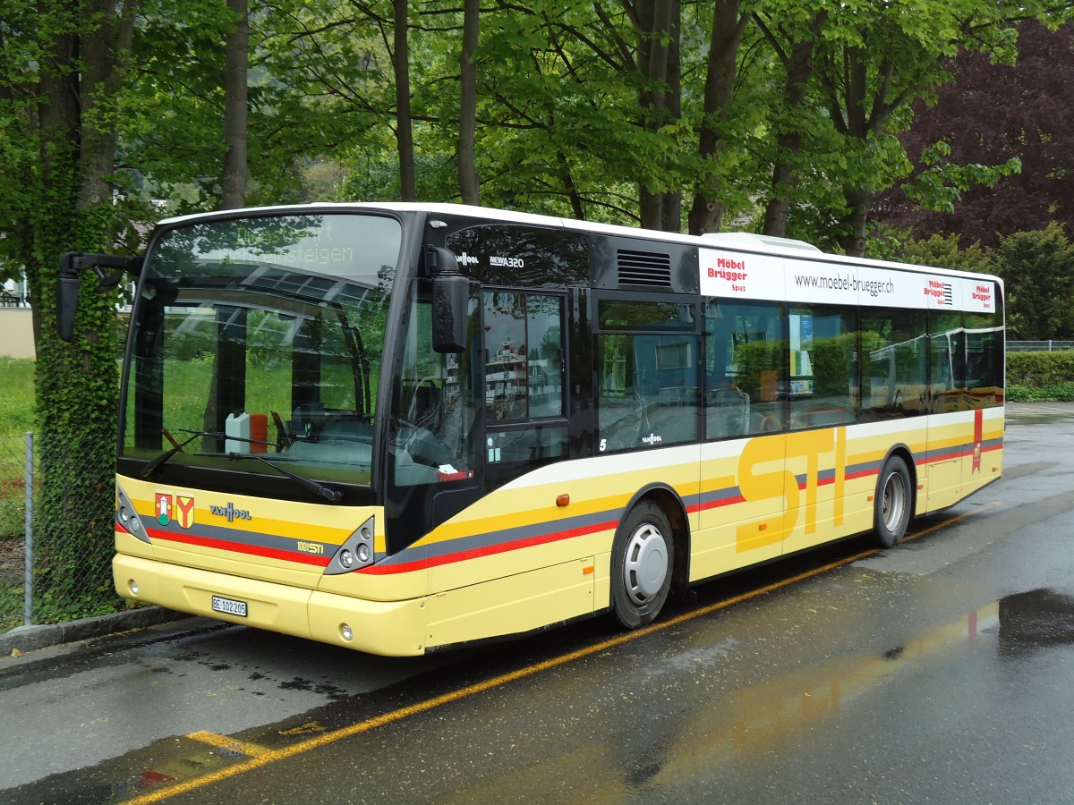 (144'212) - STI Thun - Nr. 5/BE 102'205 - Van Hool (ex Moser, Teuffenthal; ex Burri, Teuffenthal) am 19. Mai 2013 bei der Schiffl�ndte Thun