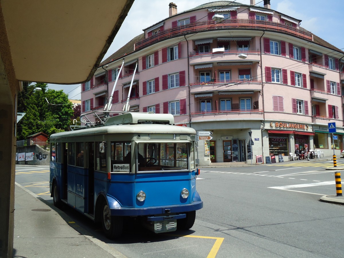 (144'614) - TL Lausanne (R�trobus) - Nr. 2 - FBW/Eggli Trolleybus (ex Nr. 3) am 26. Mai 2013 in Lausanne, Motte