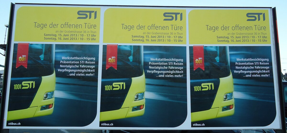 (144'818) - Plakate f�r STI Tage der offenen T�re am 5. Juni 2013 in Thun