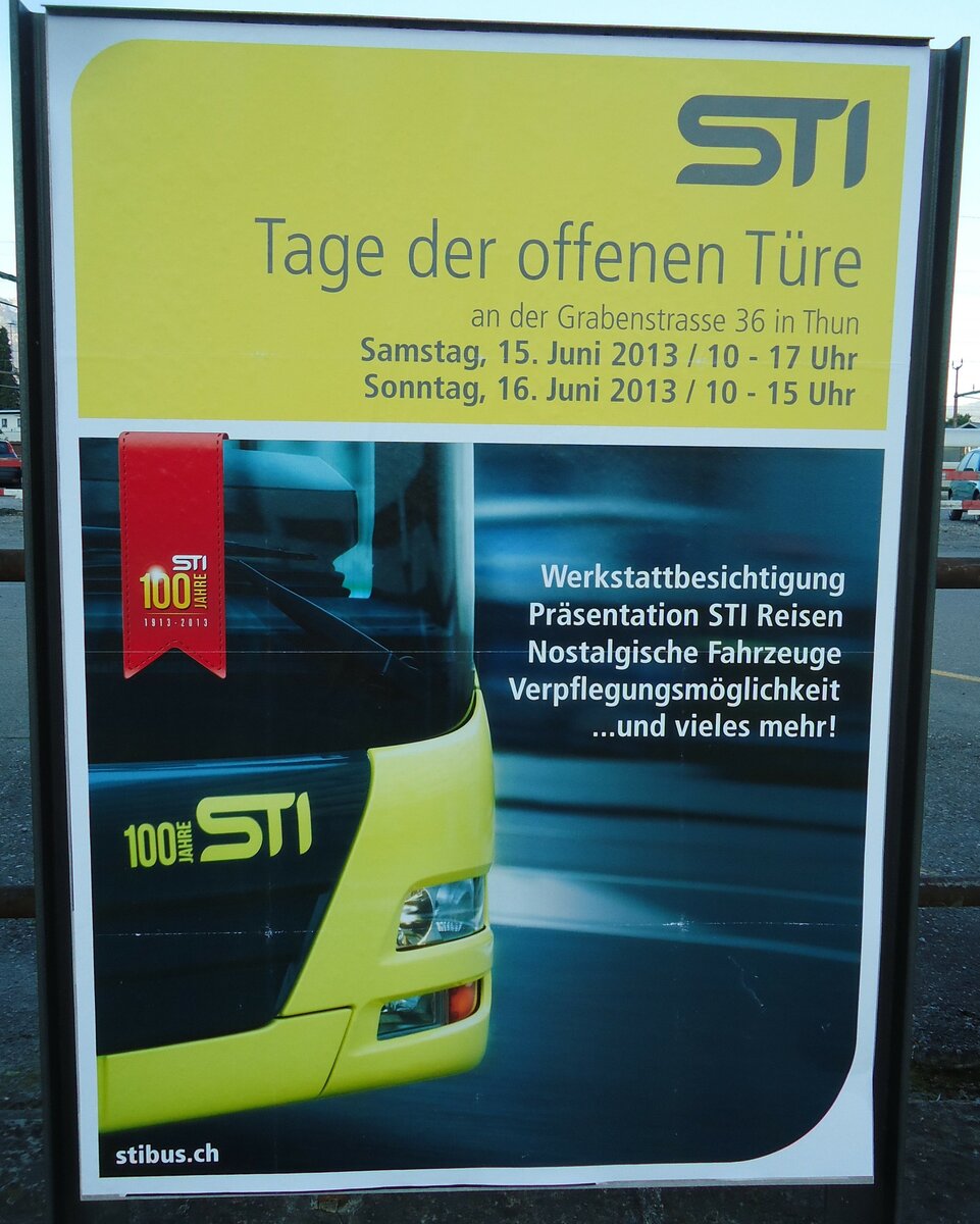 (144'831) - Plakat f�r STI Tage der offenen T�re am 7. Juni 2013 in Thun