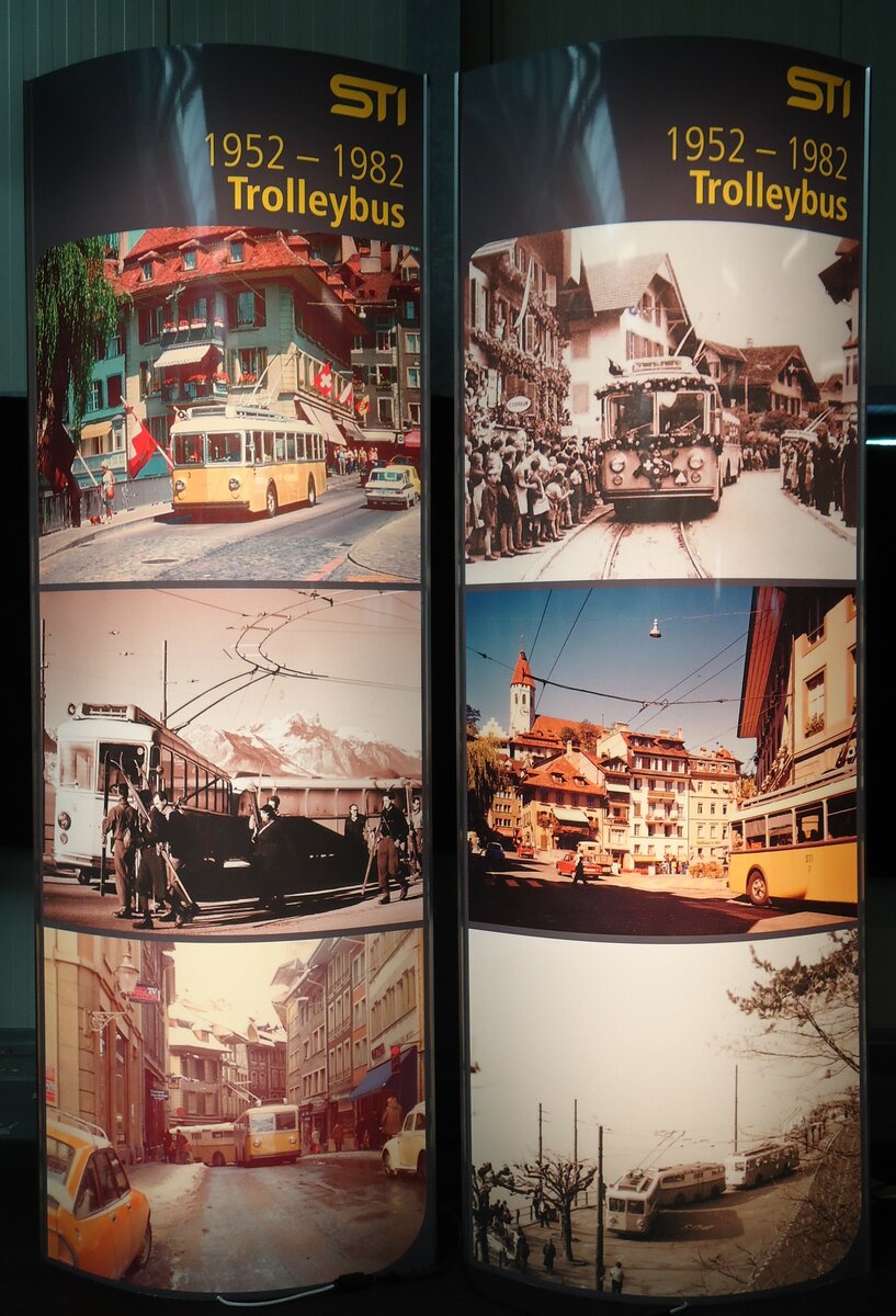 (145'023) - Plakats�ulen vom STI 1952 - 1982 Trolleybus am 15. Juni 2013 in Thun, Garage