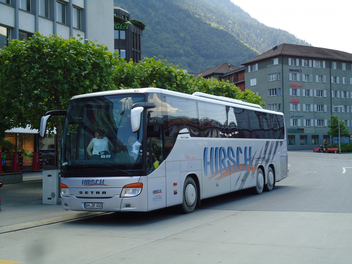 (145'225) - Aus Deutschland: Hirsch, Dinkelsb�hl - AN-DR 400 - Setra am 17. Juni 2013 beim Bahnhof Chur