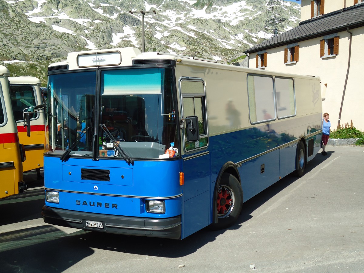 (145'829) - Hauser, W�denswil - ZH 203'215 - Saurer/R&J (ex Bucher, Gr�t; ex P 25'648) am 20. Juli 2013 in Gotthard, Passh�he