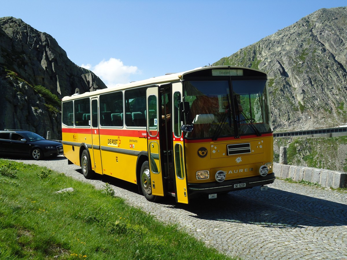 (145'856) - F�ssler, Unteriberg - Nr. 6/SZ 5232 - Saurer/R&J (ex Sch�rch, Gutenburg Nr. 6; ex P 24'358) am 20. Juli 2013 in Gotthard, Alte Tremolastrasse