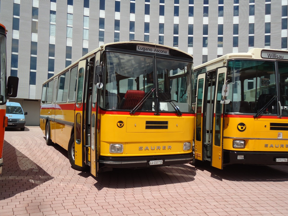 (145'896) - Amstein, Willisau - LU 110'715 - Saurer/T�scher (ex Allemann, Niederbipp; ex Semadeni, Poschiavo; ex Kasper, Poschiavo; ex PostAuto Graub�nden; ex P 24'285) am 20. Juli 2013 in Airolo, Caserna