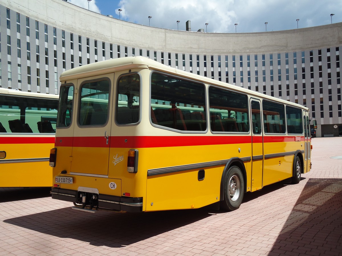 (145'918) - Amstein, Willisau - LU 110'715 - Saurer/T�scher (ex Allemann, Niederbipp; ex Semadeni, Poschiavo; ex Kasper, Poschiavo; ex PostAuto Graub�nden; ex P 24'285) am 20. Juli 2013 in Airolo, Caserna