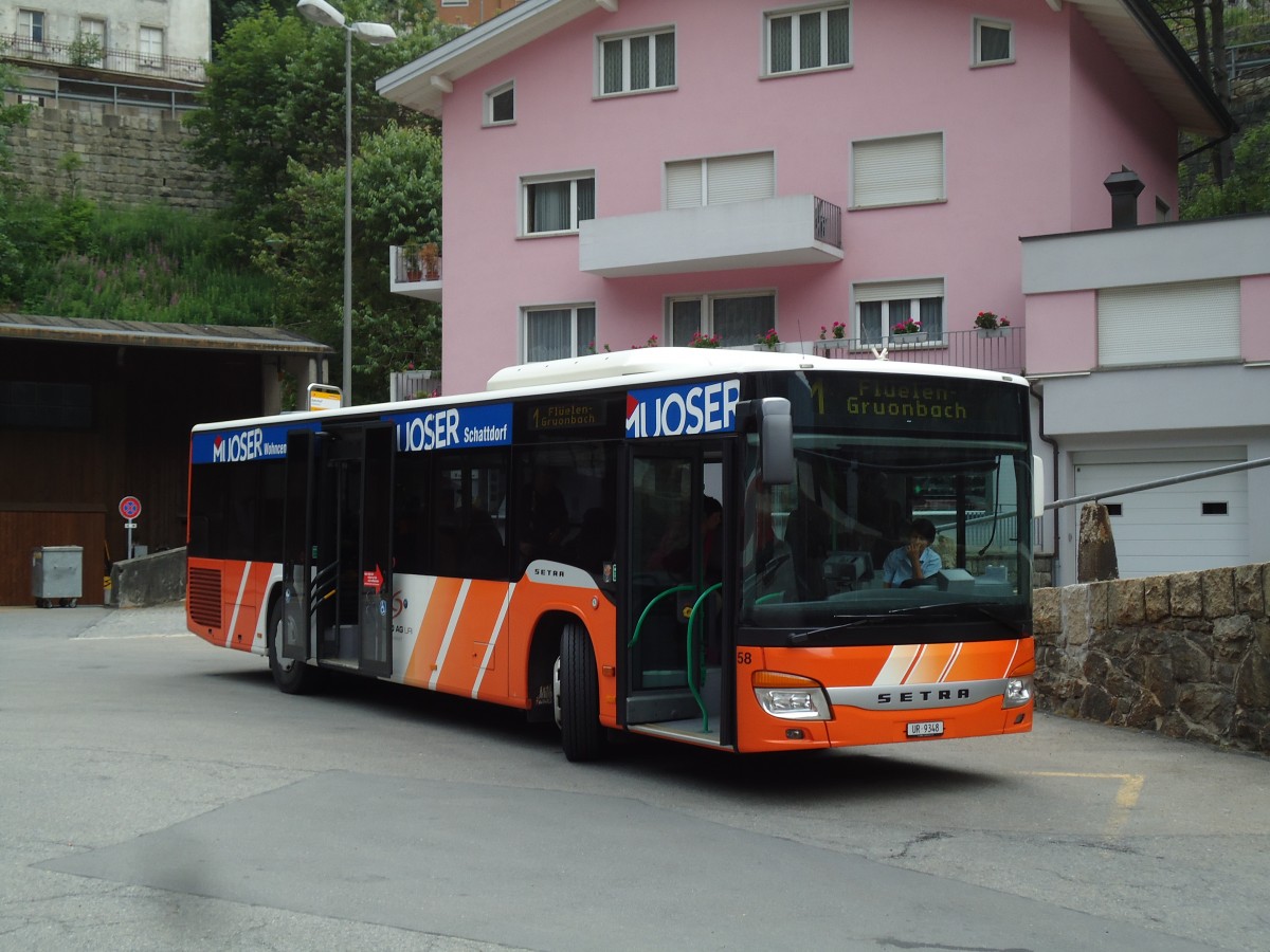 (145'983) - AAGU Altdorf - Nr. 58/UR 9348 - Setra am 20. Juli 2013 beim Bahnhof G�schenen